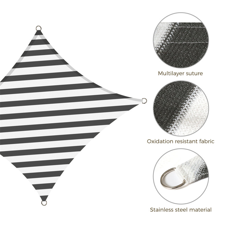 1'' x 0.66'' Rectangle Shade Sail, Gray/White