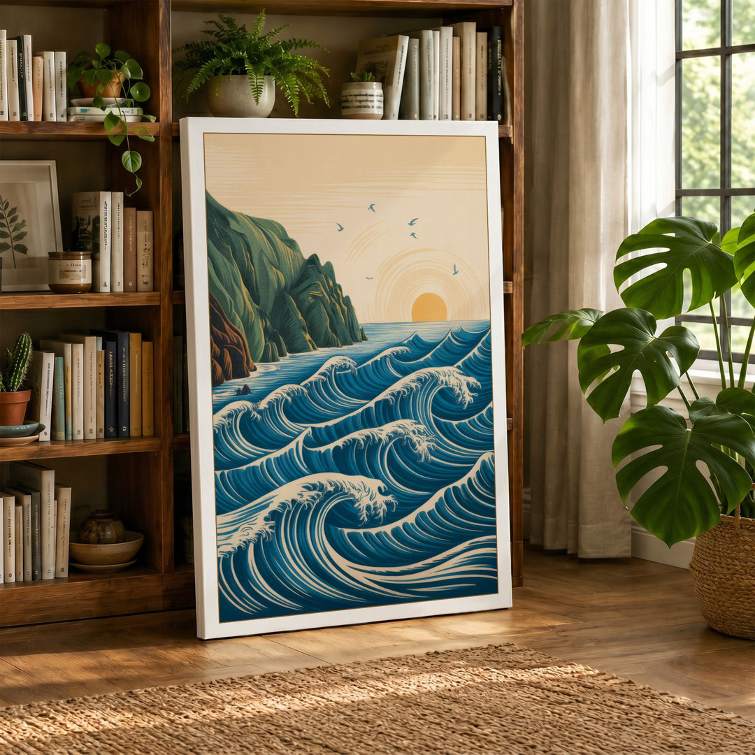 Cliffs and Stormy Sea Coastal - Wrapped Canvas