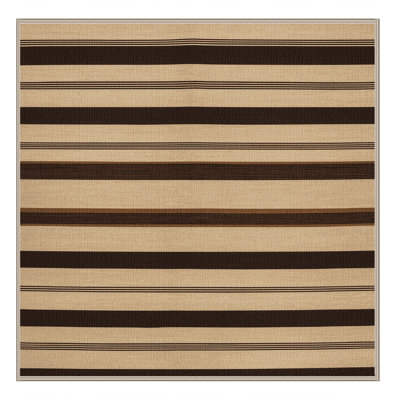  Tapis beige lavable rayé brun chocolat