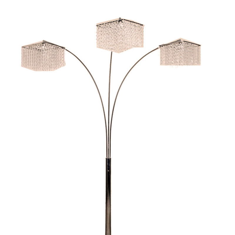 84" 3-Shade Crystal-Inspired Arch Floor Lamp – Luxurious Lighting for Any Room, Black/Chrome
