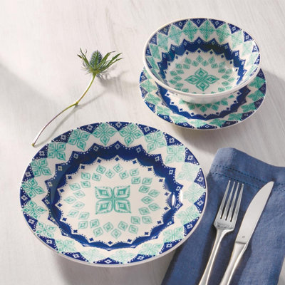Oxford Donna Stoneware 12-piece Dinnerware Set, Service for 4
