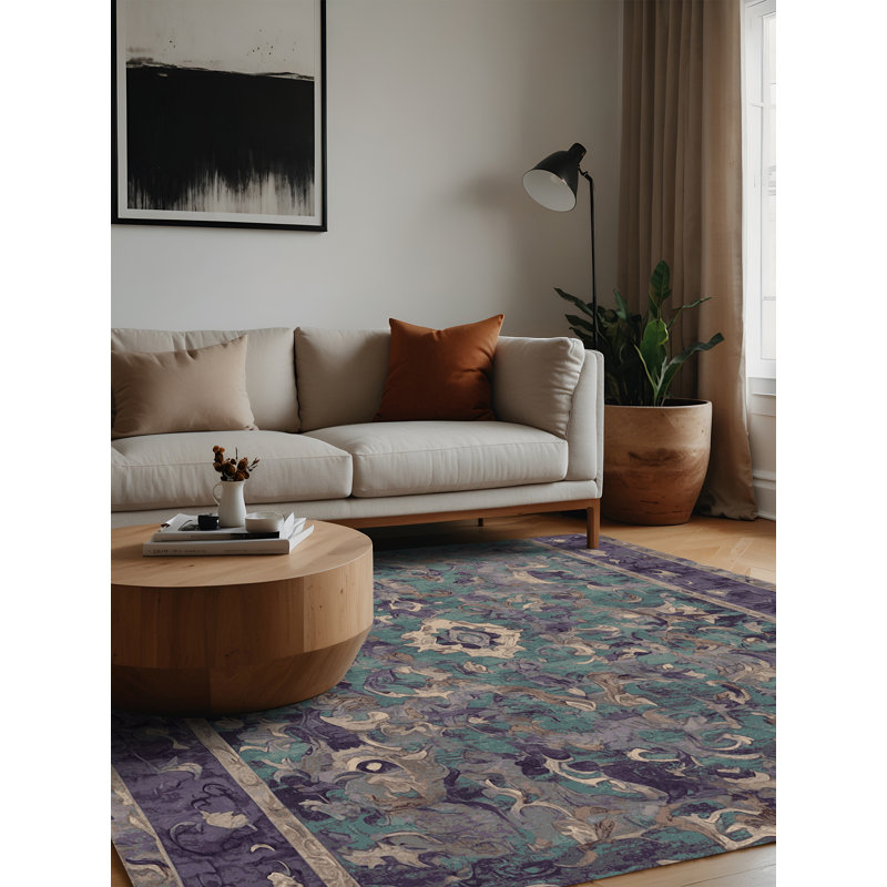 Machine Washable Gray Area Rug, Square 7'