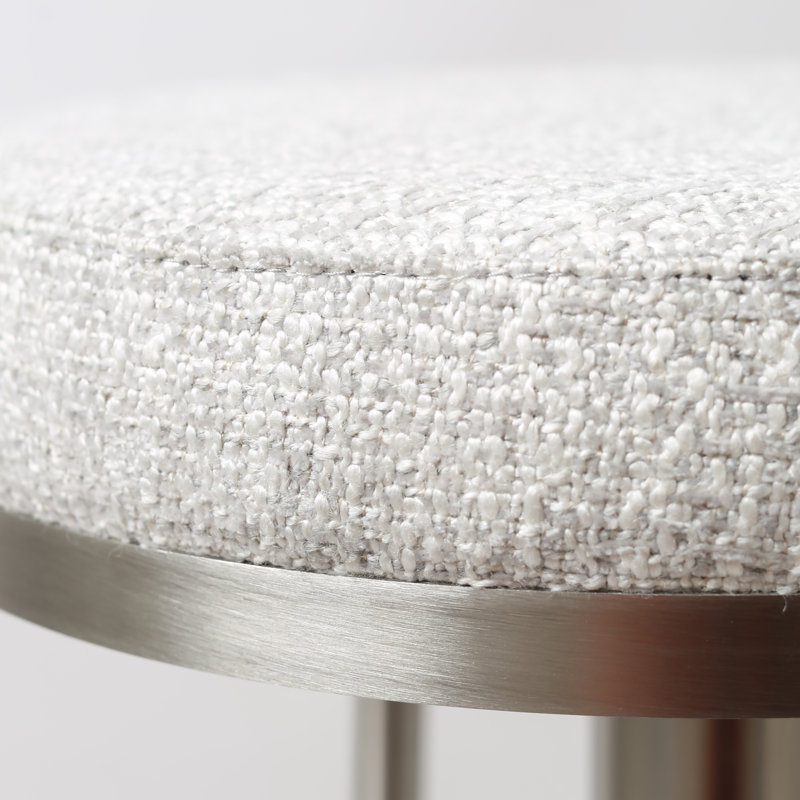 Alfonz Swivel Upholstered Adjustable Height Counter Stool with Metal Frame, Grey/Silver