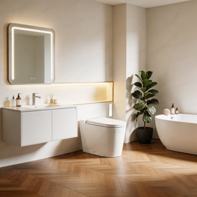 17.1" ADA Comfort Chair Height Smart Toilet with Tank, Auto Open/Close Lid/Seat, Digital Display, Heated Seat, Warm Air Dryer, Adjustable Water Temp, Feminine Wash, Night Light, Foot Sensor Operation