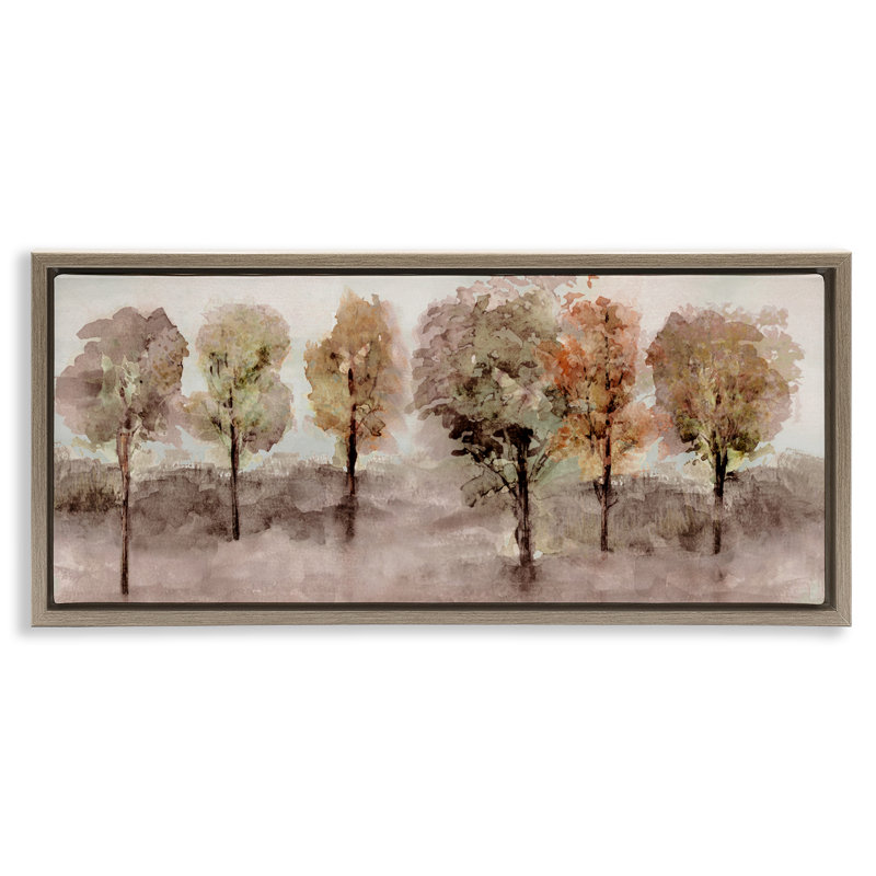 Arbre de style aquarelle, H 11 po x l 25 po, Cadre flottant orme Montalcino
