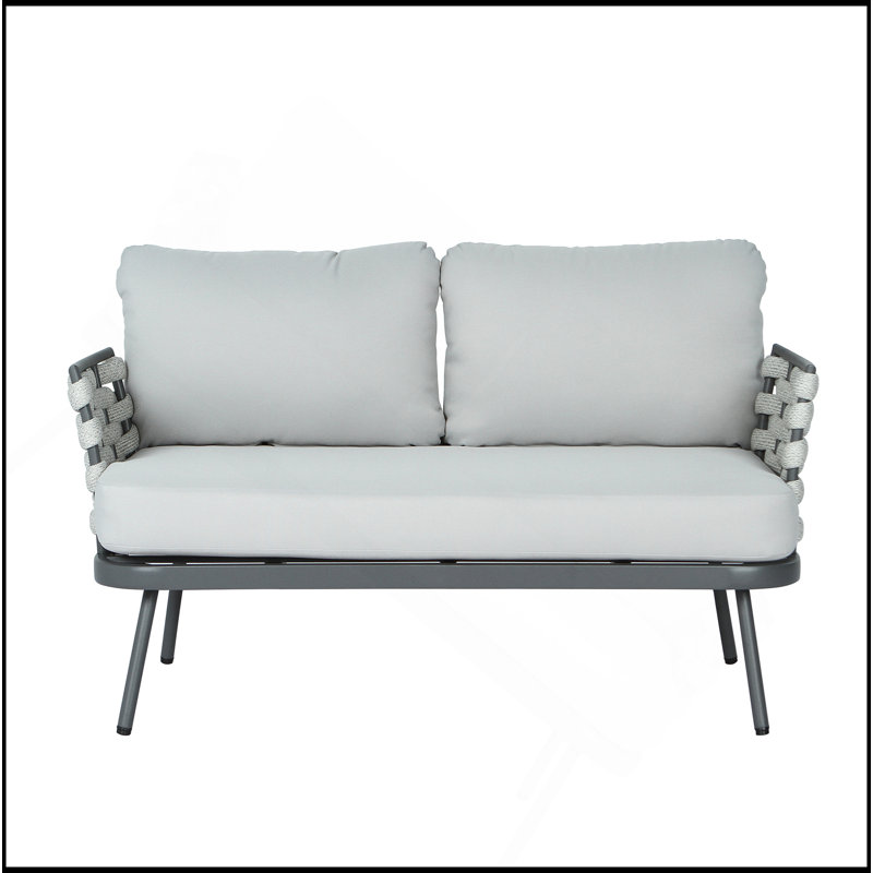 Causeuse et table en acier Mariano, gris, Gris, Blanc