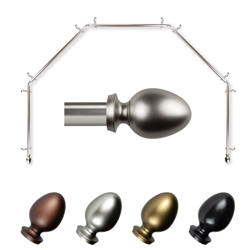 Tringle à rideaux 5 côtés Emeka, Nickel satiné, 18 po - 28 po (chaque côté)