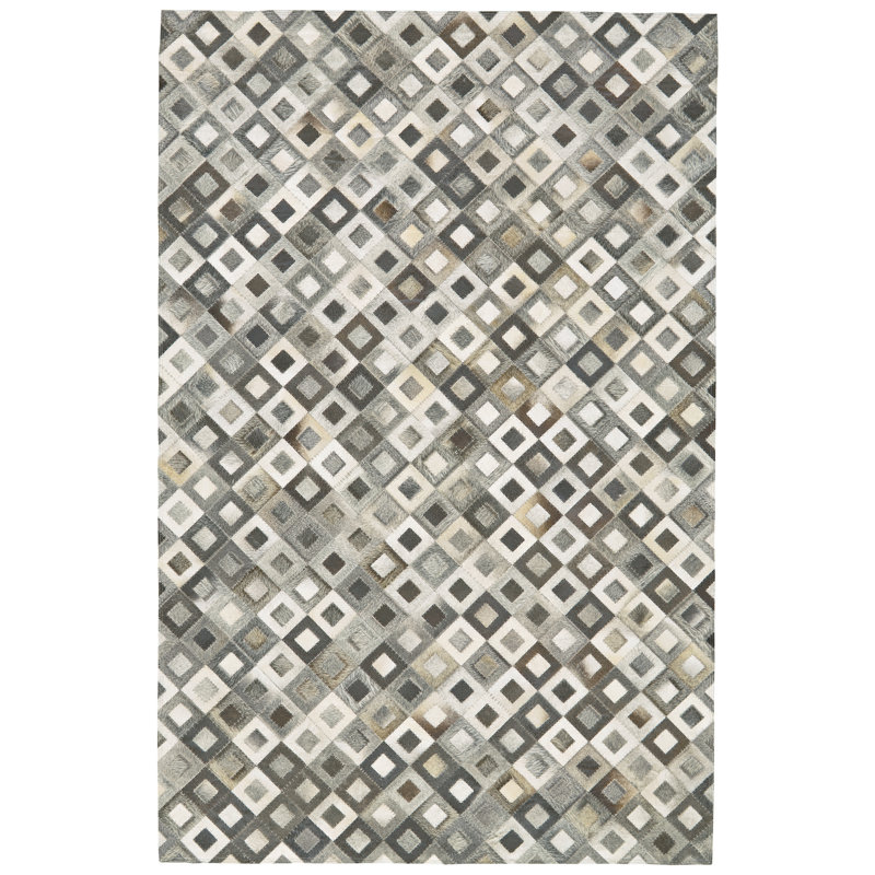 Cowhide Geometric Indoor Rug, Rectangle 2' x 3'