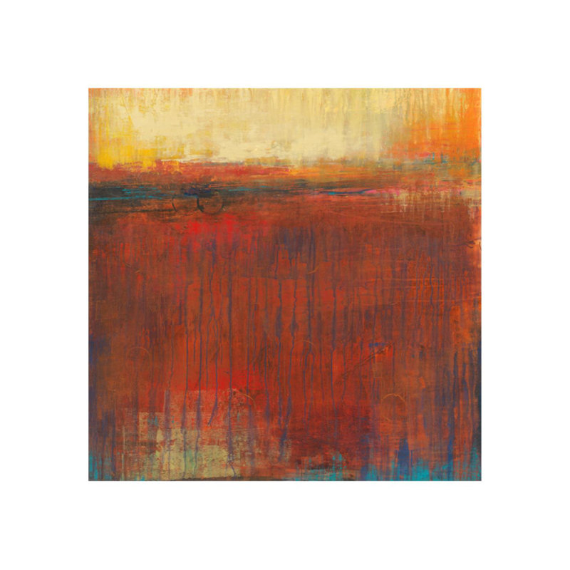 Coucher de soleil sur cuivre - peinture, H 30 po x l 30 po x P 1,5 po, Image au pinceau gel