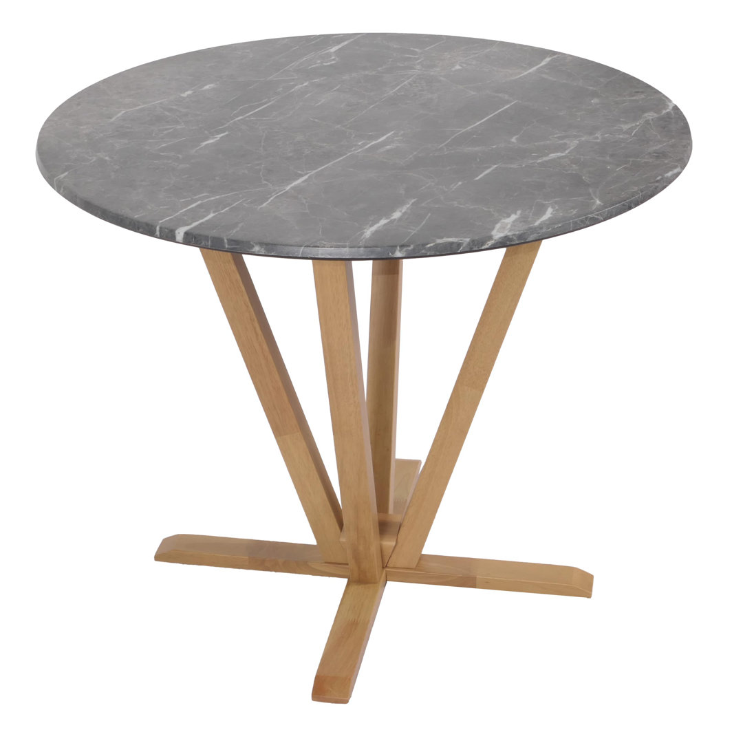 Bistrotisch HWC-M56, Tisch Massiv-Holz HPL Laminat Melamin, Beton-Optik, helles Gestell