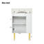 Meuble-lavabo blanc 21,6 po, armoire combinée, meuble de rangement pour salle de bain, lavabo simple en céramique, rangement à gauche-425562528