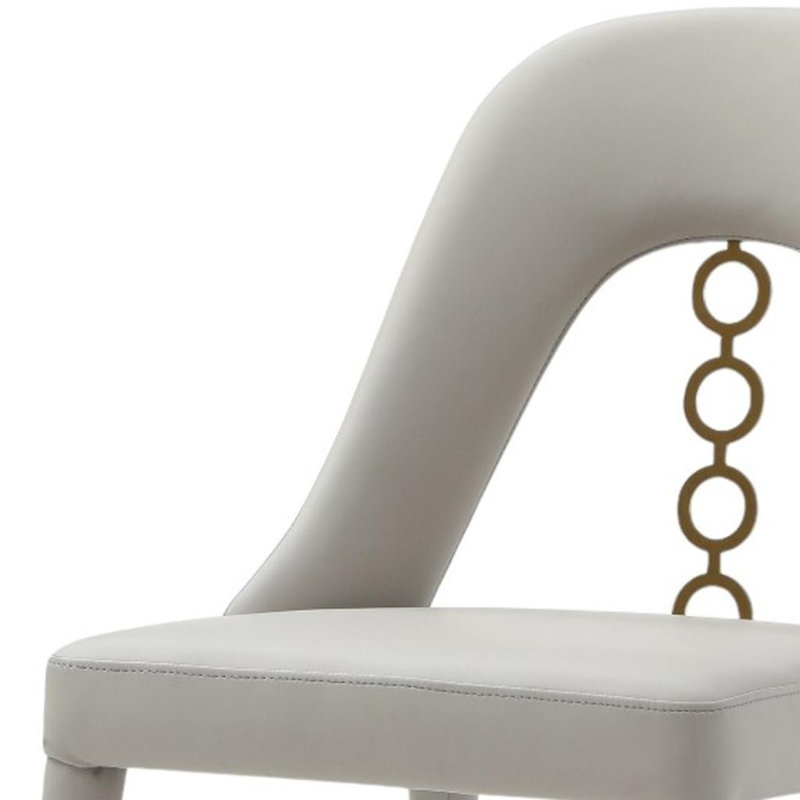 Ensemble de deux chaises d'appoint en similicuir gris et or et acier inoxydable, Gris, Doré