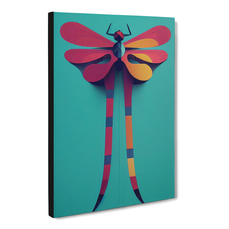 Bryne Dragonfly Cubism - Wrapped Canvas, 50cm H x 35cm W x 3cm D