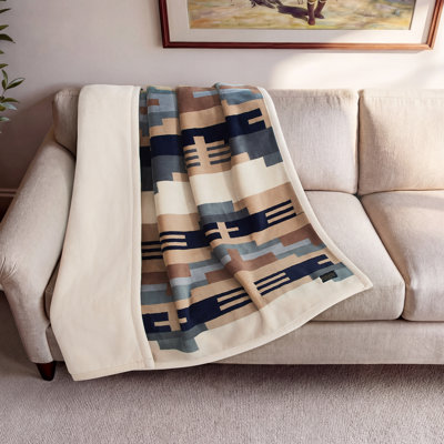 SHIPROCK PRINTED PLUSH THROW TAN