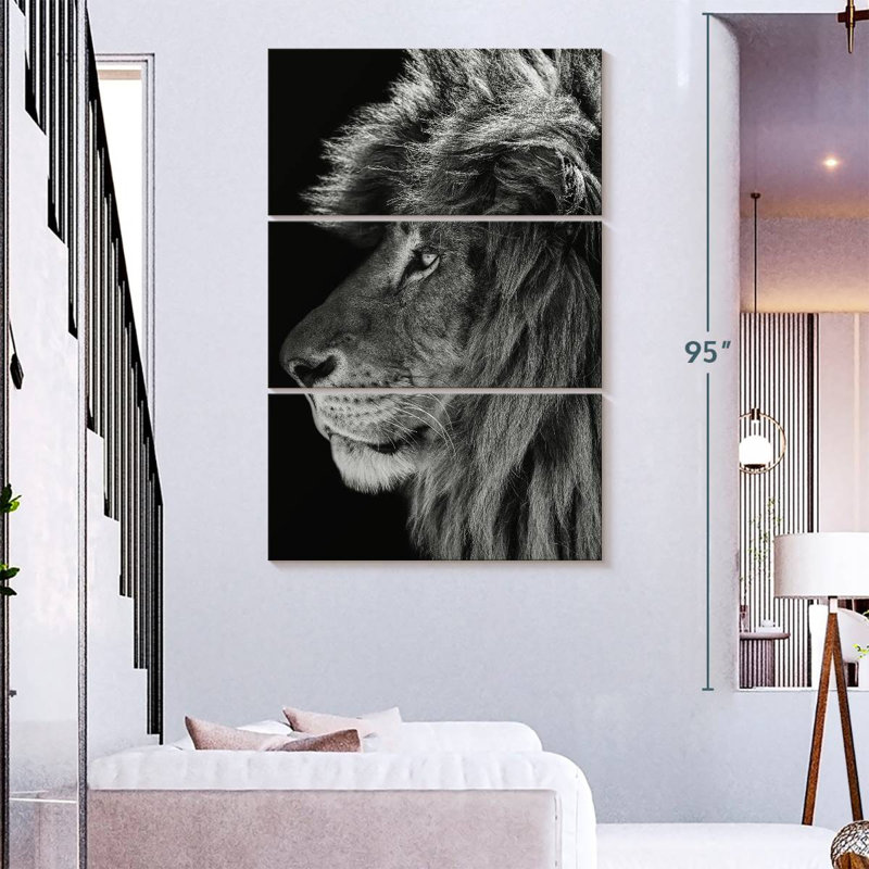 Profil latéral du lion Brampt, H 74 po x l 48 po