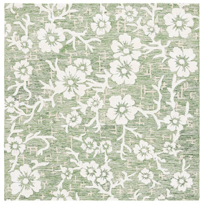 Stiliani Hand Tufted Wool/Viscose/Cotton Floral Rug in Ivory/Green