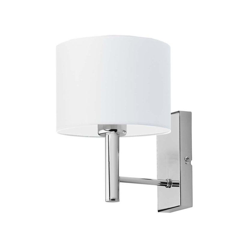 Awez Armed Sconce, White, Chrome