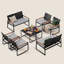 Ensemble de patio berçant en rotin PE pour 4 personnes - Structure en acier durable et coussins rembourrés-1667256561-1667256560