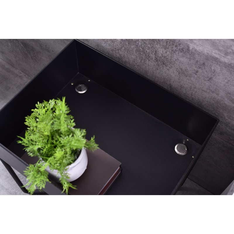 Hommes 50cm W Iron Bedside Table, Black