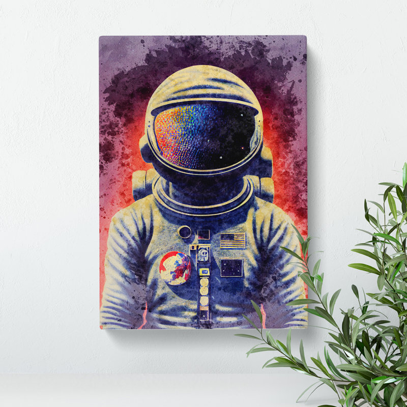 Astronaut In Watercolour No.2 - Wrapped Canvas Print, 60cm H x 40cm W x 3cm D