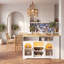 Buffet moderne à éclairage DEL avec plateau coulissant extensible, portes en acrylique, casier à vin, étagères réglables et prise latérale-2042476949