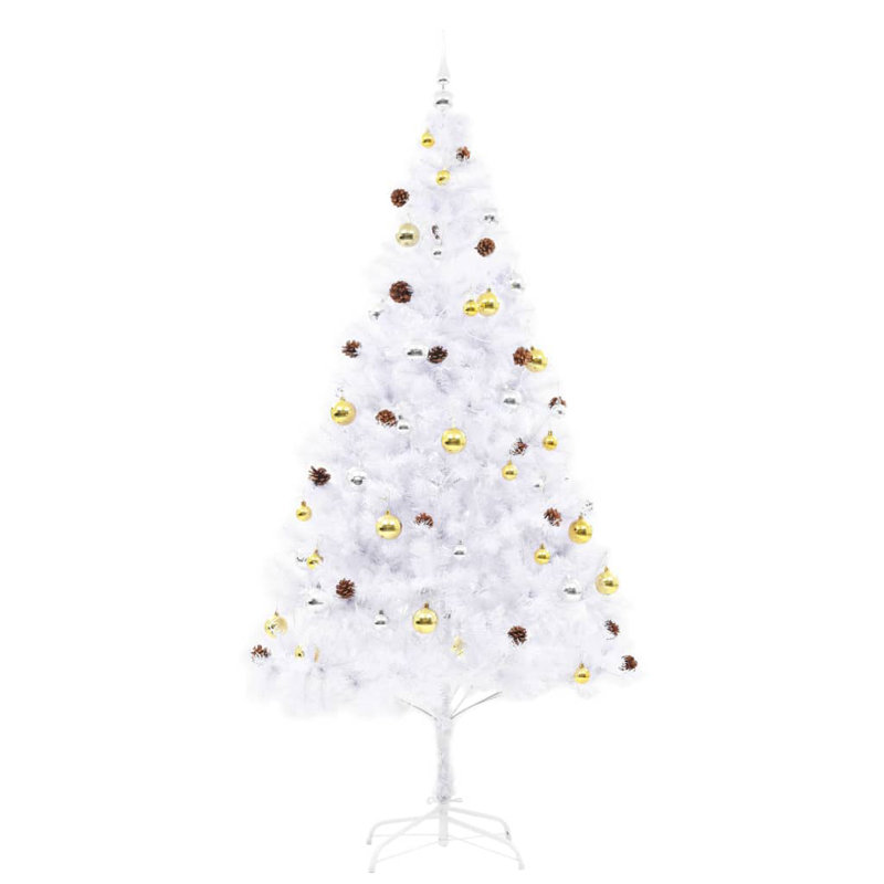 Artificial Christmas Tree with Baubles and LEDs Xmas Tree, 6.89ft H