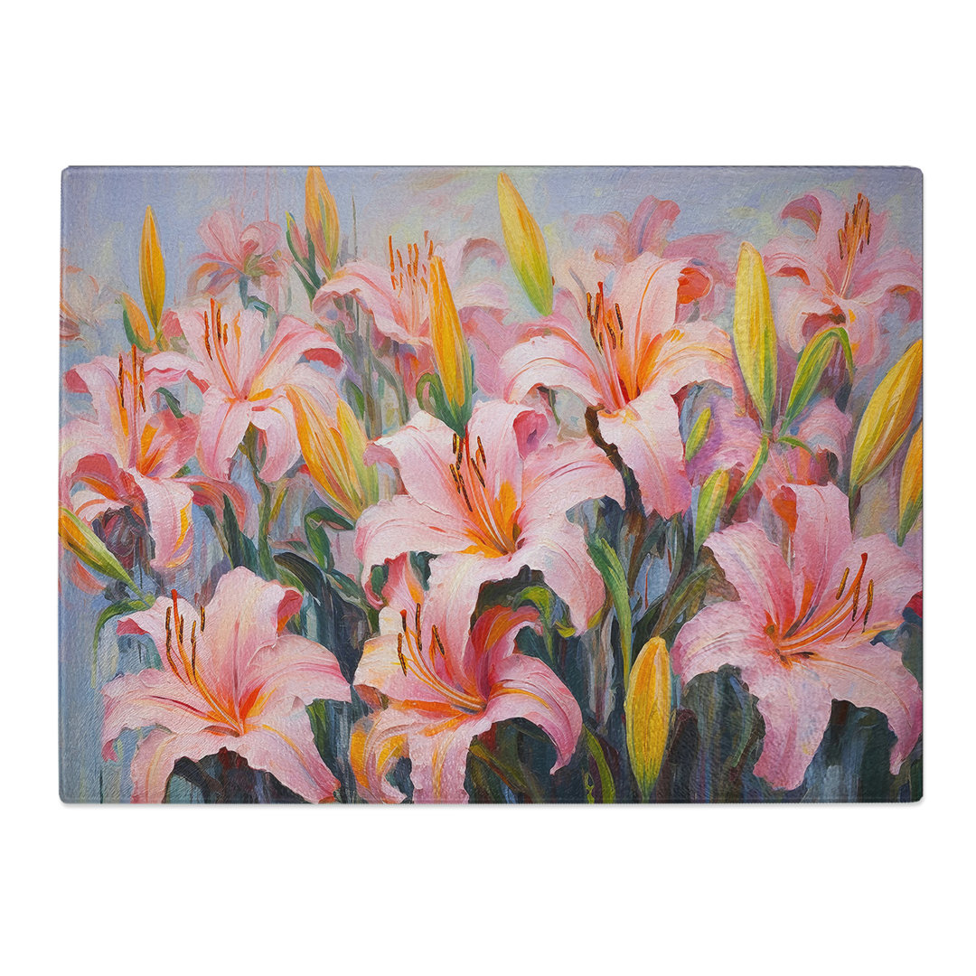 Lily Flower Expressionism  Glass Chopping Board