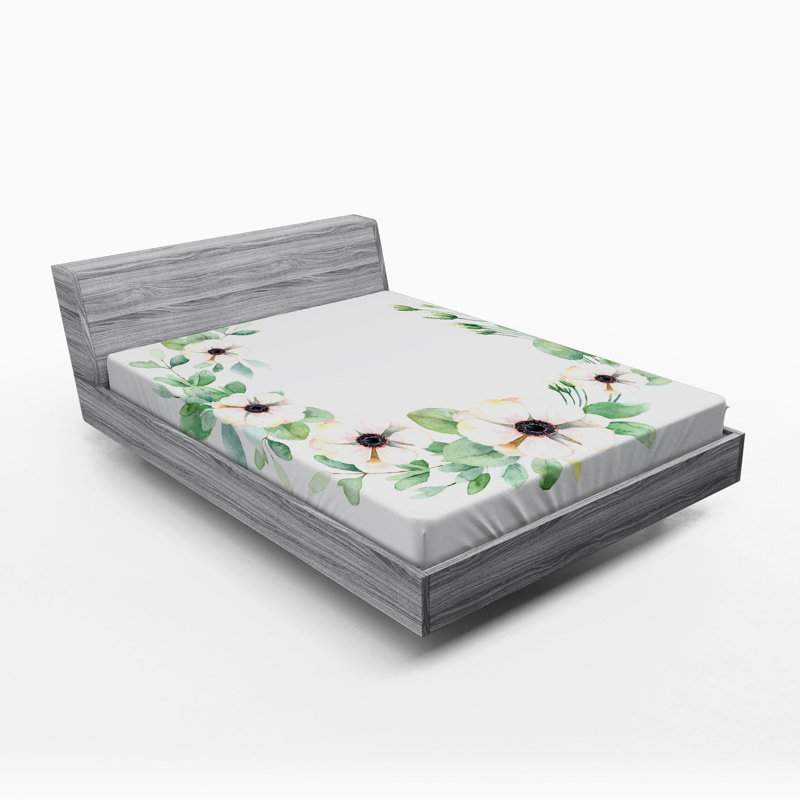 Microfiber Floral Fitted Sheet, Full Fitted Sheet