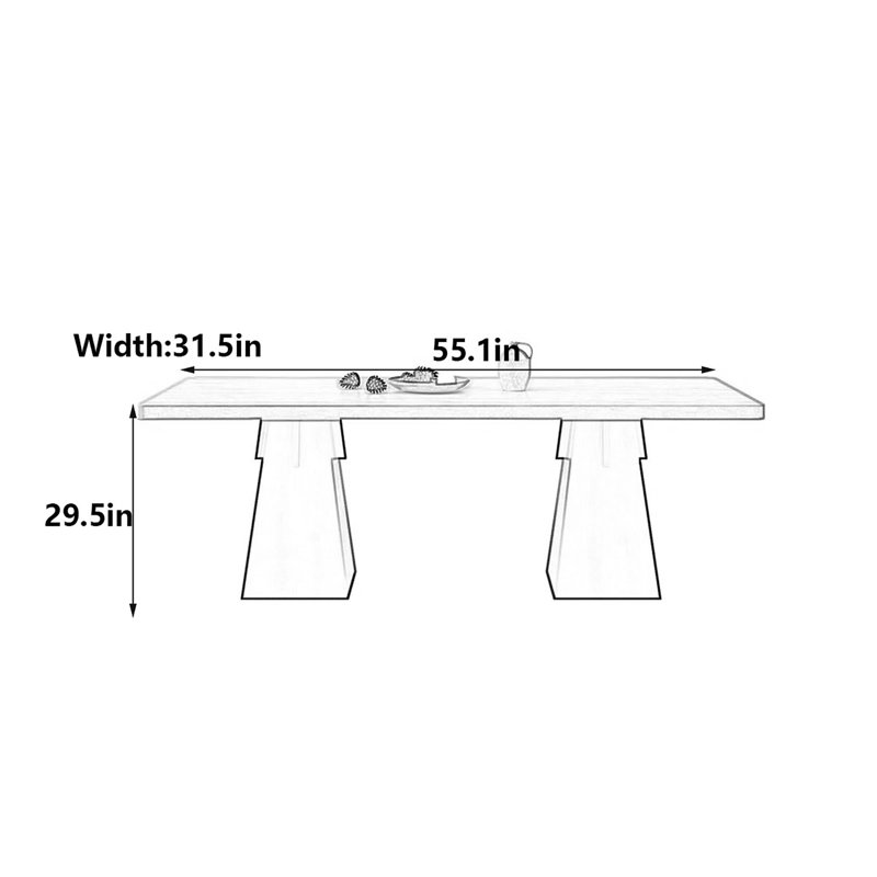 Table en bois noir et pierre frittée Wabi-Sabi, H 29,5 po x L 55,1 po x l 31,5 po