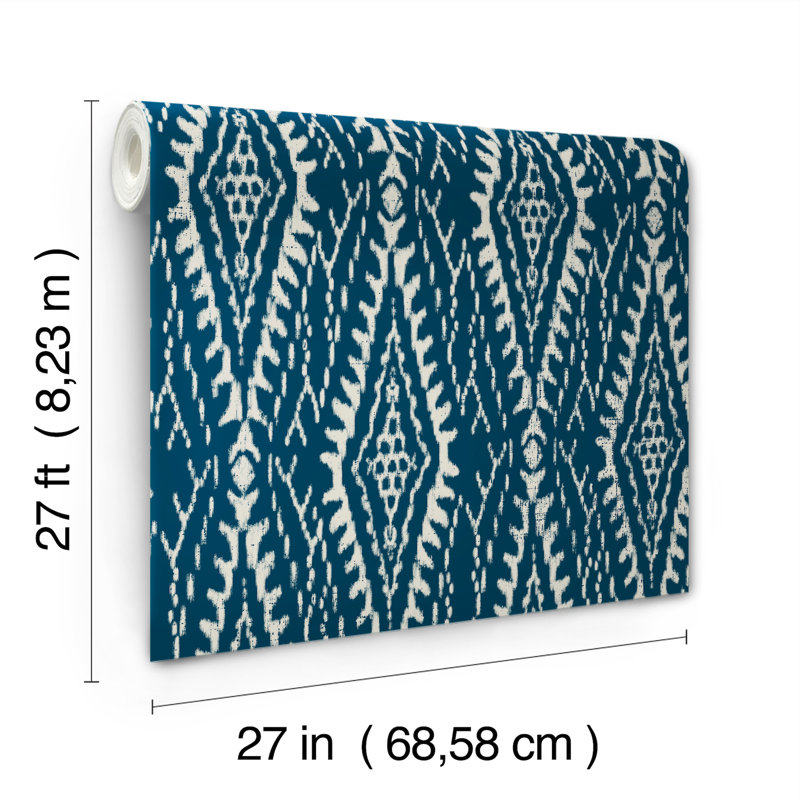 Rousseau Geometric Wallpaper Roll, Blue