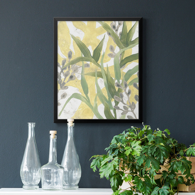 Toile encadrée de qualité supérieure Sea Grass Fresco III - prête à être accrochée, Noir, H 20 po x l 16 po