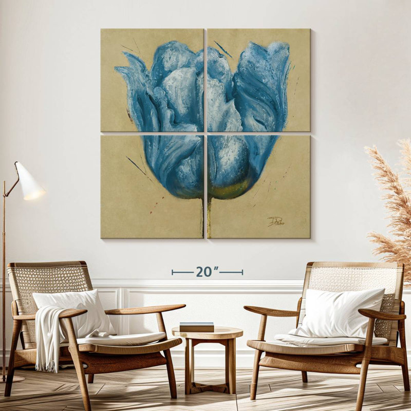 Harnek Blue Double Tulips, 57" H x 57" W