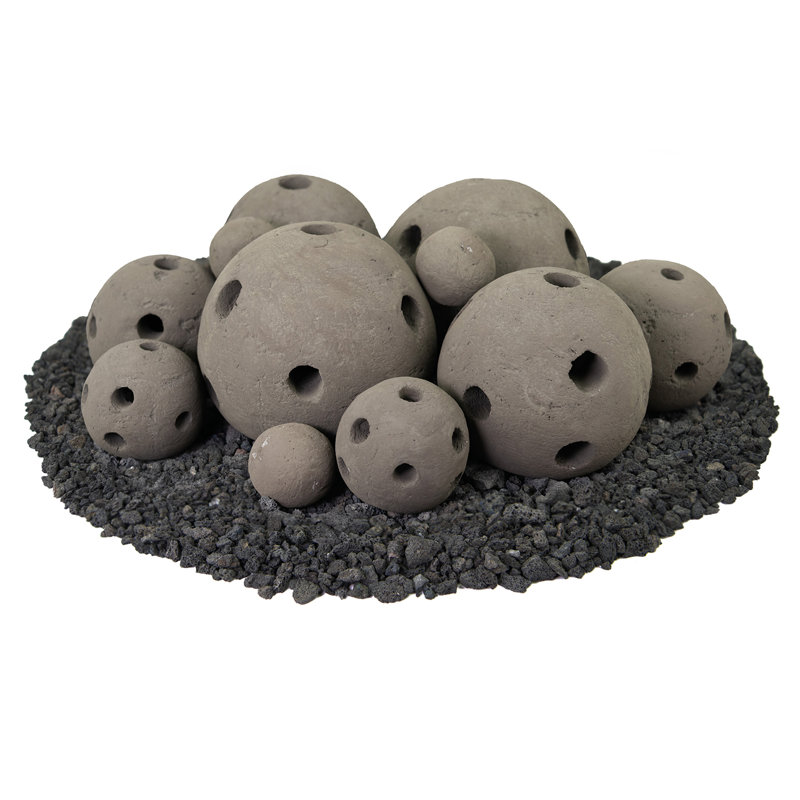 Ceramic Fire Pit Accessory, Charcoal Gray