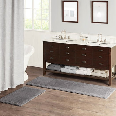 Tapis gris anthracite 100% coton, 21 x 34 po, 3000 g / m², réversible et captivant, lavable à la machine, tapis antidérapant