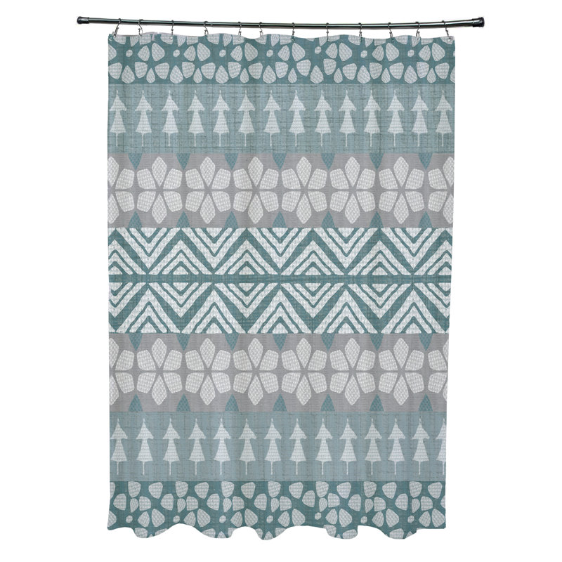 Rideau de douche simple Asuna Fair Isle, Bleu sarcelle
