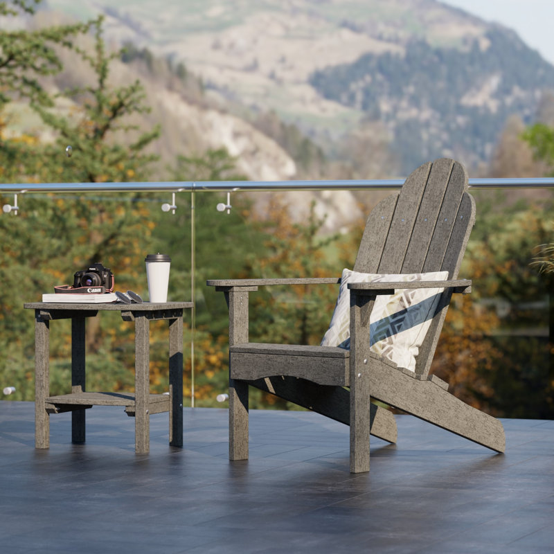 Classic 3-Piece Adirondack Set with Side Table, Dark Gray