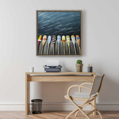 Colorful Paddles on the Dock - Blue Bathroom Hobbies Canvas