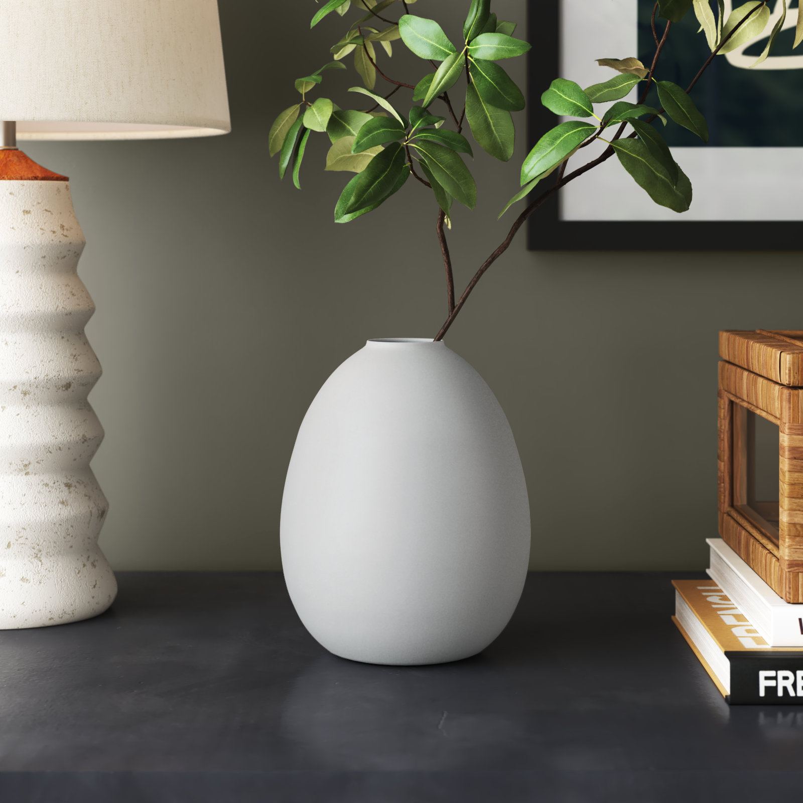 Jenny Aluminum Table Vase, White, 6.25" H x 5" W x 5" D