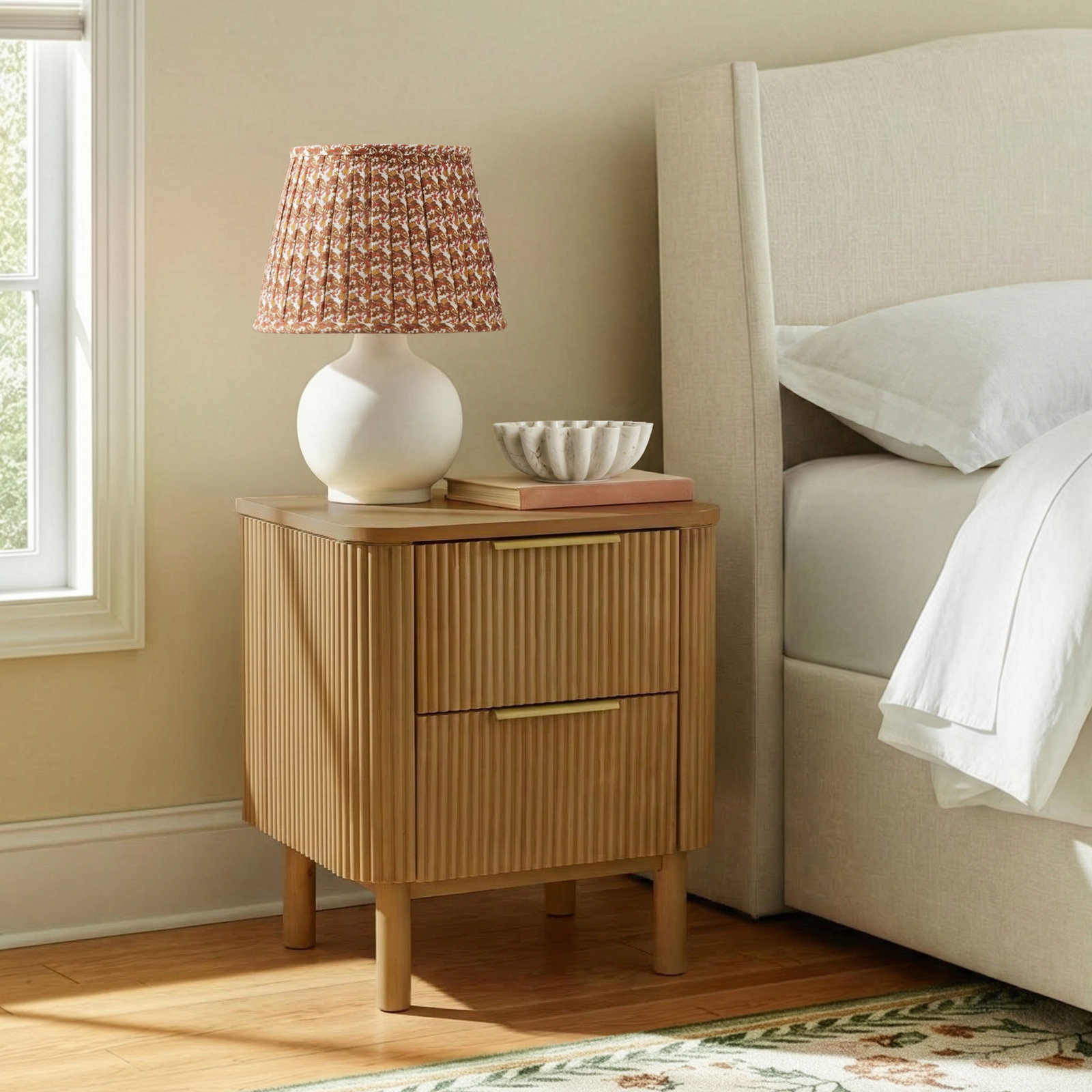 Nova Reeded 2-Drawer Nightstand,  Reeded Birch