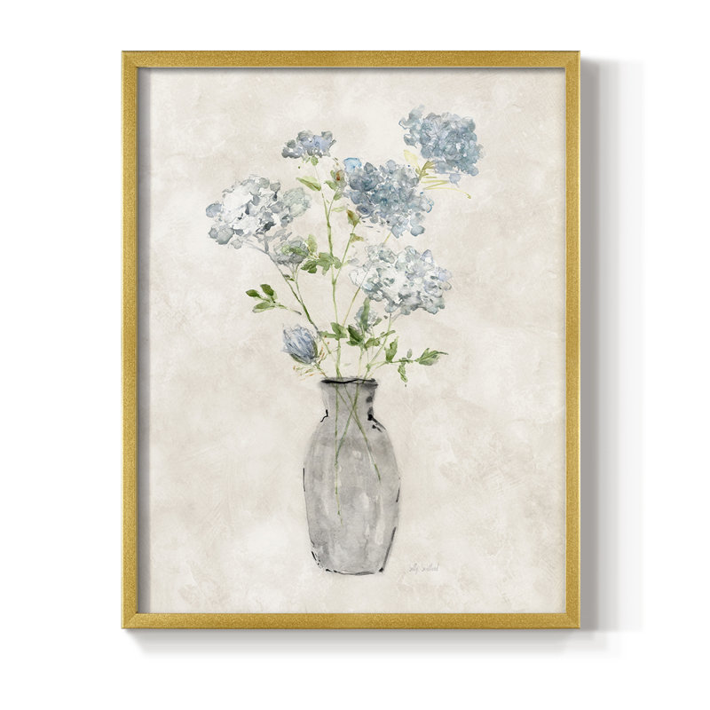 «Blue Lace Bouquet I», reproduction encadrée - bois massif, H 30 po x l 24 po, Doré