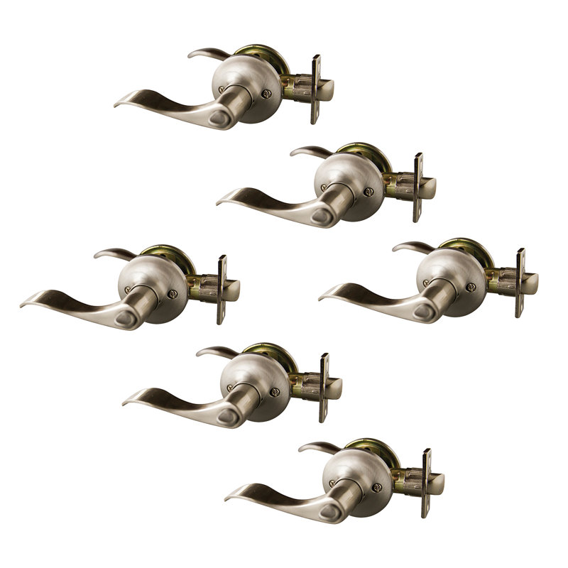 Stratford 6-Way Universal Privacy Door Lever, Satin Nickel, Set of 6