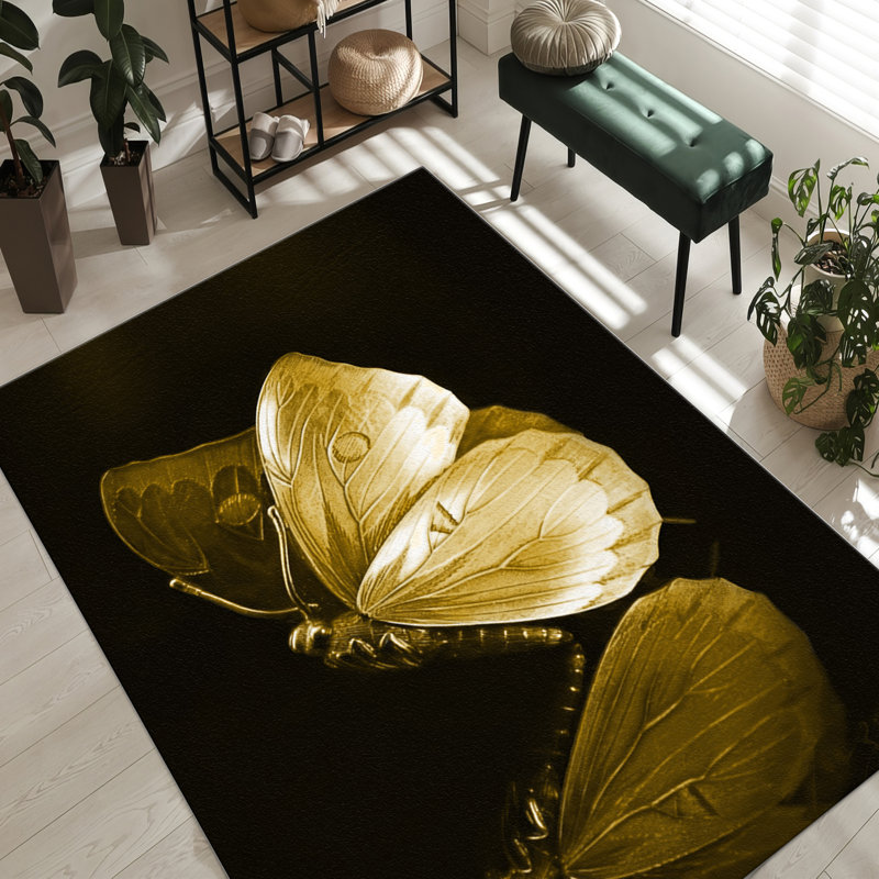 Chic Non-Woven Thin Type Printed Rug Featuring an Elegant Floral Design for a Stylish Home Interior Decor Update