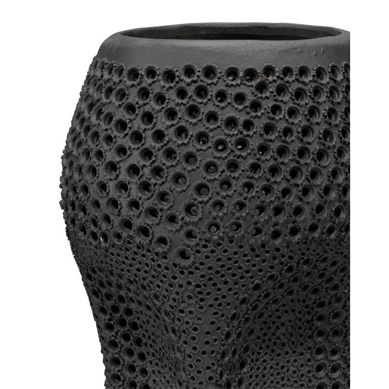Black Perforated Porcelain Decorative Table Vase