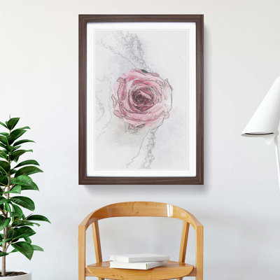 Lone Pink Rose Abstract Art - Picture Frame Graphic Art Print