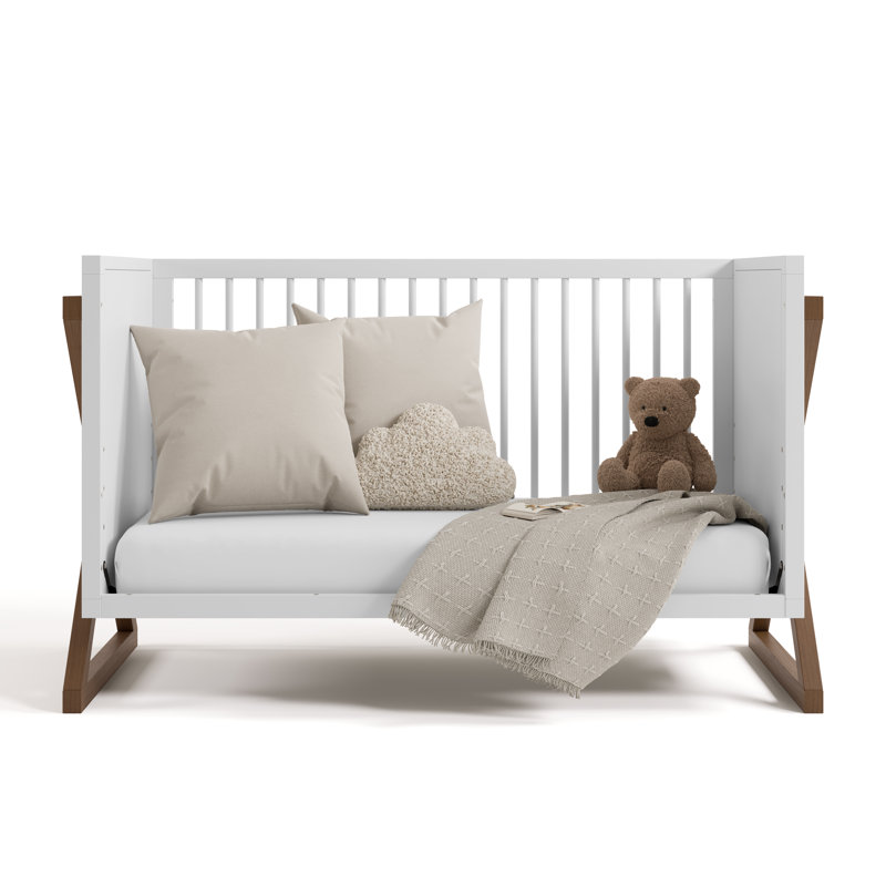 Lit de bébé convertible 3-en-1 Equinox, Blanc / noisette