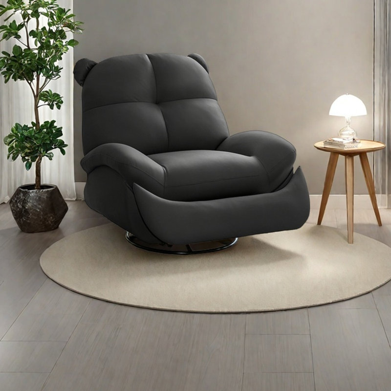 Ergonomic faux leather rotating lounge chair, Dark Gray