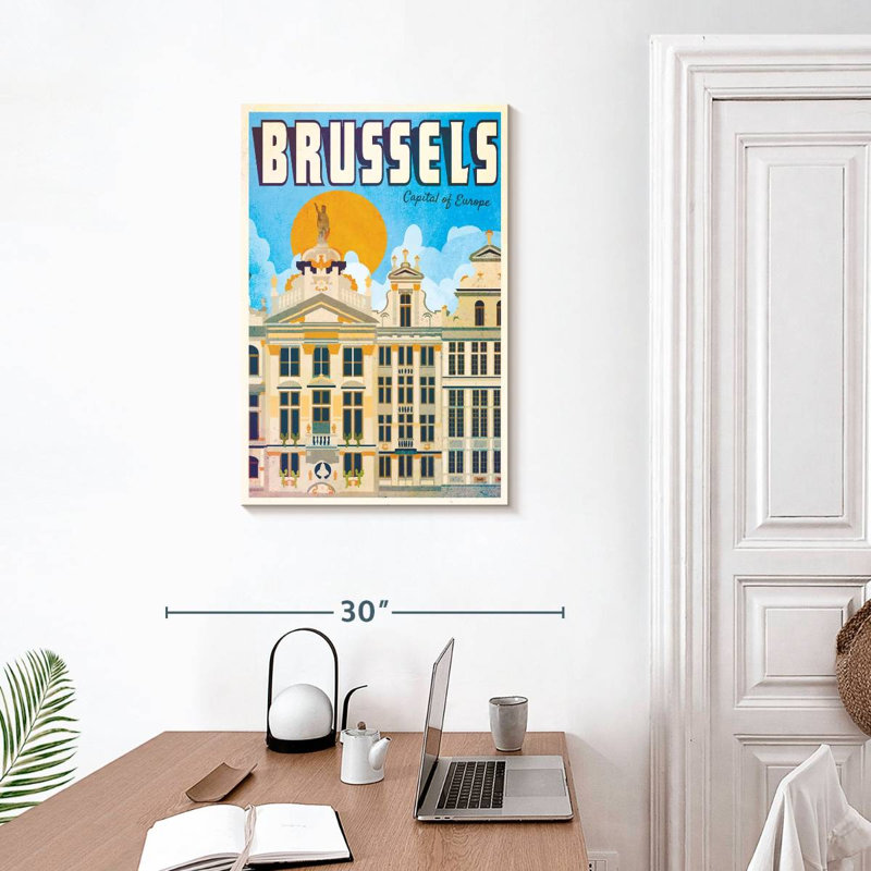 Affiche bruxelloise rétro, H 30 po x l 20 po