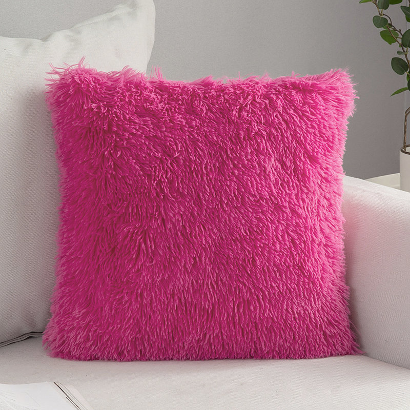 Rust Blood Orange Shaggy Hand Tufted Decorative Pillow 18" x 18"