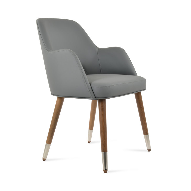 Chaise avec accoudoirs Marash, Noyer, Gris foncé