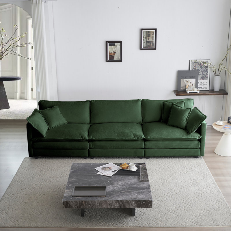 Canapé modulaire en U avec repose-pieds réversible, canapé d'angle convertible 5 places, Vert